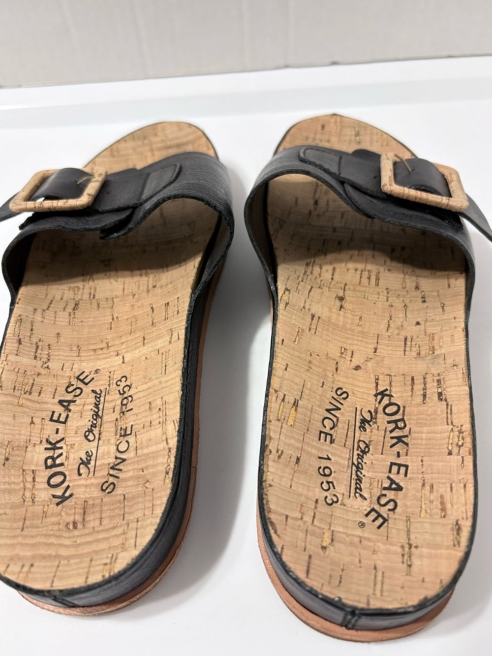 Kork-Ease Tutsi
Buckle Black Leather Slide Summer Comfort Sandals. Cork Footbed - Picture 12 of 14